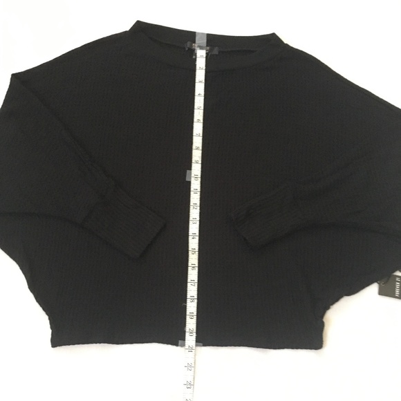 NWT FOREVER 21 Waffle Knit Batwing Sweater Top Small Black - Picture 6 of 12